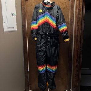 Tipsy Elves one piece rainbow retro ski suit